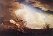 English ships beating to windward in a gale, Monamy, Peter